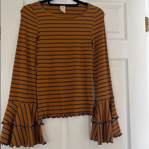 Free people striped shirt with bell sleeves